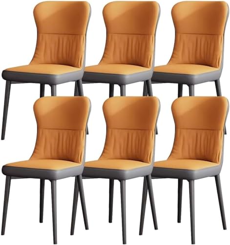 AMAZWI Küchen Esszimmerstuhl-Set mit 6 Stück Lounge-Thekenstühle Mikrofaserleder Schreibtischstuhl Haushalt Beistellstuhl Wohnzimmer(Orange+Dark Grey) von AMAZWI