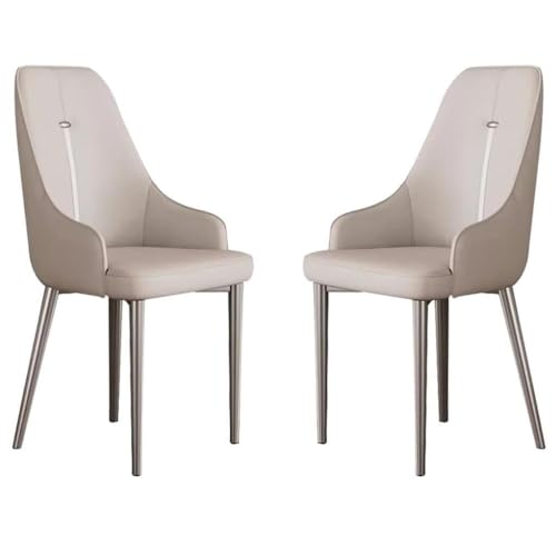 AMAZWI Küchen Und Esszimmerstühle 2er-Set Modernes PU-Leder,Gepolsterter Weicher Sitz Mit Hoher Rückenlehne,Haushalts-Schreibtischstuhl, Beistellstühle for Das Wohnzimmer(Apricot) von AMAZWI