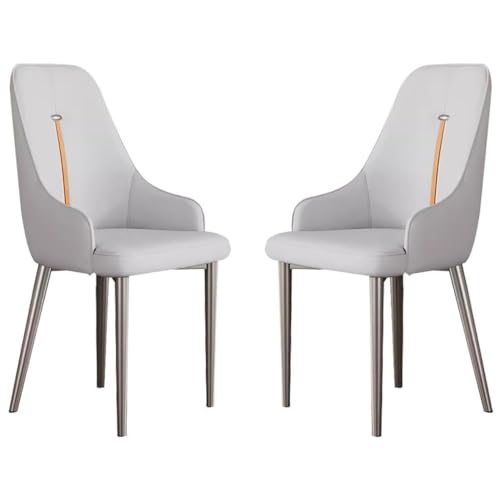 AMAZWI Küchen Und Esszimmerstühle 2er-Set Modernes PU-Leder,Gepolsterter Weicher Sitz Mit Hoher Rückenlehne,Haushalts-Schreibtischstuhl, Beistellstühle for Das Wohnzimmer(Light Gray) von AMAZWI