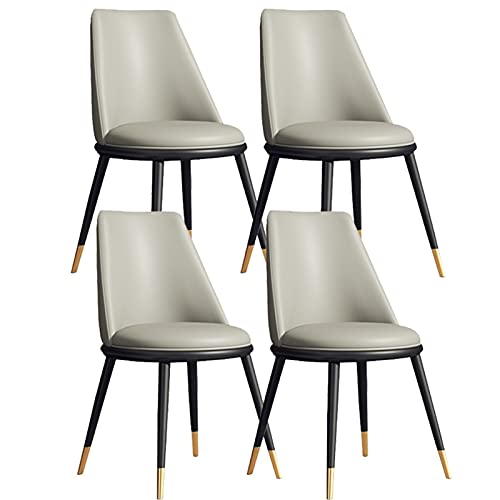 AMAZWI Küchen- und Esszimmerstühle, modern, gepolstert, mit weichem PU-Leder-Kissen und Metallbeinen (Hellgrau, schwarz-goldene Füße), 4 Stück von AMAZWI