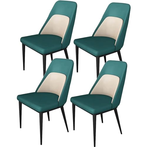 AMAZWI Küchenstühle 4er-Set Esszimmerstuhl Aus Kunstleder Wohnzimmerstuhl mit Metallbeinen, Beistellstühle Design Mit Gebogener Rückenlehne(Green-) von AMAZWI