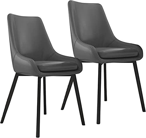 AMAZWI Küchenstuhl, Esszimmerstühle, 2er-Set, Kunstlederkissen, Polstersitz, Wohnzimmerstuhl, Küchenzimmer, Beistellstuhl mit Metallbeinen (dunkelgrau) von AMAZWI