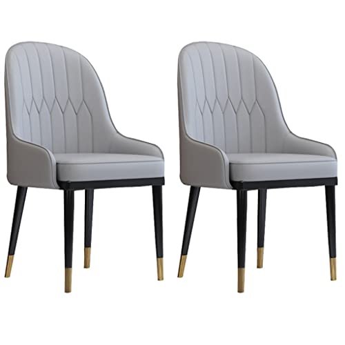 AMAZWI Küchenstuhl, Esszimmerstühle, 2er-Set, mit Armlehnen, Rückenlehne, wasserdicht, PU-Seitenstuhl für Büro, Lounge, Esszimmer (Hellgrau) von AMAZWI
