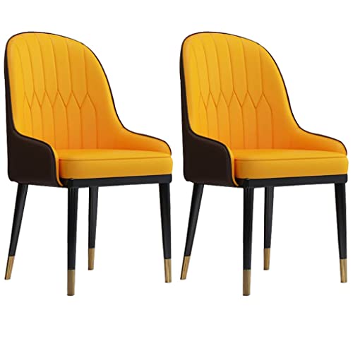 AMAZWI Küchenstuhl, Esszimmerstühle, 2er-Set, mit Armlehnen, Rückenlehne, wasserdicht, PU-Seitenstuhl für Büro, Lounge, Esszimmer (Orange + Braun) von AMAZWI