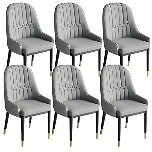 AMAZWI Küchenstuhl, Esszimmerstühle, modernes PU-Leder, hohe Rückenlehne, weiche Sitzfläche, Metallbeine, Lounge-Theke, Akzentstühle (reines Grau), 6 Stück von AMAZWI