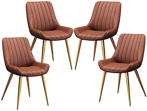AMAZWI Esszimmerstuhl 4er-Set Kitchen Küchenstühle Aus PU-Leder mit Gepolstertem Sitz Und Rückenlehne Lounge-Stuhl mit Metallbeinen(Orange red) von AMAZWI
