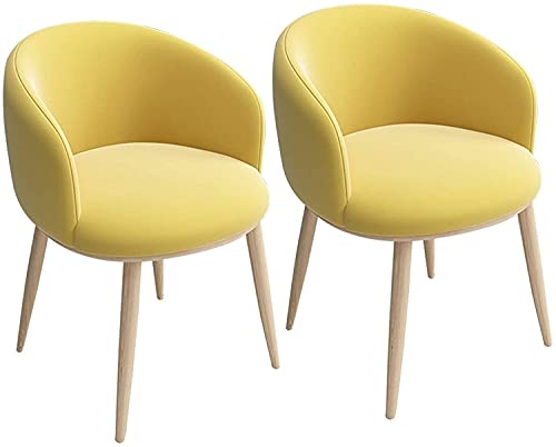 AMAZWI Flanell Küchenstühle 2er-Set Wohnzimmer Wohnzimmer Ecke Esszimmerstühle Gepolstertes Kissen Und Metallbeine(Yellow) von AMAZWI