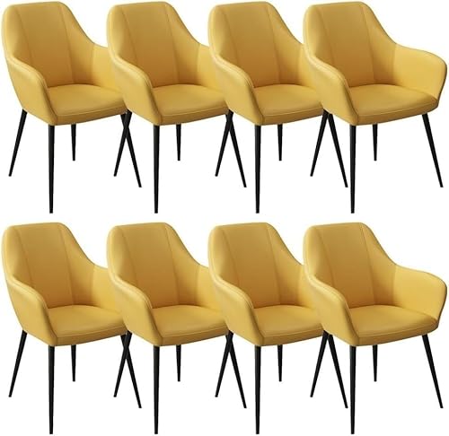 AMAZWI Küchen Esszimmerstühle 8er-Set Wohnzimmersessel Mikrofaserleder Ergonomischer Sitz, Stabile Metallbeine Aus Karbonstahl(Lemon Yellow) von AMAZWI