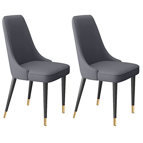 AMAZWI Küchenstuhl, modern, Wohnzimmer, Seitenstühle, 2er-Set, mit weichem Mikrofaser-Leder und Metallbeinen, Küchen-Latex-Pad, Esszimmerstühle (dunkelgrau) von AMAZWI