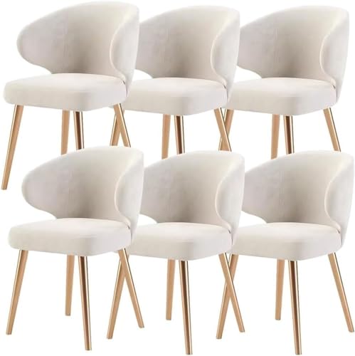 AMAZWI Moderne Esszimmerstühle 6er-Set Loungesessel Küche mit Metallbeinen Sitzfläche Und Rückenlehne Samt for Wohnzimmer Schlafzimmer Eigentumswohnung(Beige White) von AMAZWI
