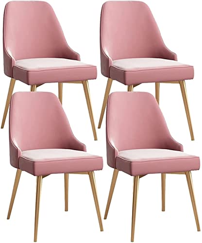 AMAZWI Moderne Küche Esszimmerstühle 4er-Set Wohnzimmer-Freizeitstühle mit Metallbeinen Samtsitz Und Rückenlehnen(Pink) von AMAZWI