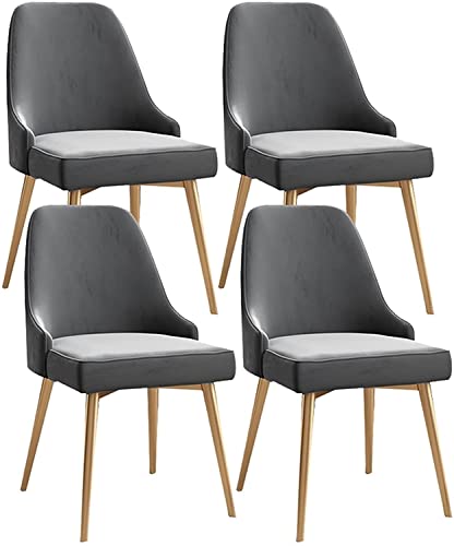 AMAZWI Moderne Küche Esszimmerstühle 4er-Set Wohnzimmer-Freizeitstühle mit Metallbeinen Samtsitz Und Rückenlehnen(Dark Gray) von AMAZWI
