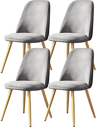 AMAZWI Moderne Küche Samt Esszimmerstuhl 4er Set Wohnzimmertisch Beistelltische mit Metallbeinen Samtsitz Und Rückenlehnen(Grey) von AMAZWI