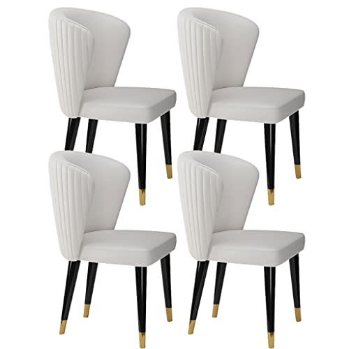 AMAZWI Küchenstuhl, modernes Mikrofaser-Leder, Esszimmerstühle, 4er-Set, für Küche, Wohnzimmer, Lounge, Esche, Massivholzfüße, Empfangsstuhl (cremefarben) von AMAZWI