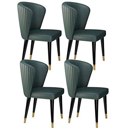 AMAZWI Küchenstuhl, modernes Mikrofaser-Leder, Esszimmerstühle, 4er-Set, für Küche, Wohnzimmer, Lounge, Esche, Massivholzfüße, Empfangsstuhl (dunkelgrün) von AMAZWI