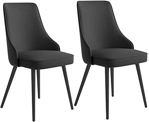 AMAZWI Küchenstuhl Esszimmerstühle 2er Set Küchenstuhl Eisen Skelett Schwarze Füße mit Rückenlehne Gepolsterter Sitz PU Leder Empfangsstühle (E) von AMAZWI