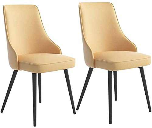 AMAZWI Küchenstuhl Esszimmerstühle 2er Set Küchenstuhl Eisen Skelett Schwarze Füße mit Rückenlehne Gepolsterter Sitz PU Leder Empfangsstühle (F) von AMAZWI