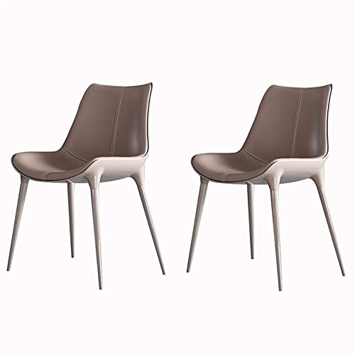 AMAZWI Küchenstuhl Moderne Esszimmerstühle 2er Set Wohnzimmer Lounge Stuhl Leder Sitz und Rückenlehne mit massiven Stahlbeinen für Wohnzimmer Schlafzimmer Hotel (B) von AMAZWI
