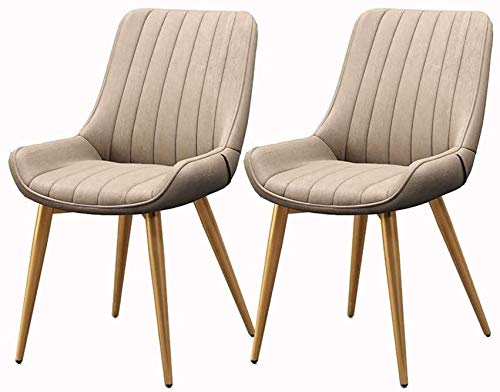 AMAZWI Küchenstuhl-Set, 2er-Set, Esszimmerstühle mit Metallfüßen, PU-Leder, Sitz und Rückenlehne, Freizeitstuhl für Küche, Wohnzimmer, Schlafzimmer, Esszimmer, Lounge (goldenes Bein, Kamel) von AMAZWI