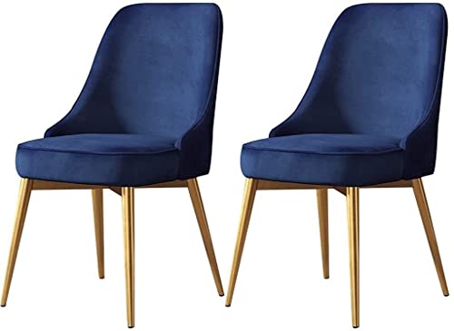 AMAZWI 2er Set Küchen-Wohnzimmer-Stühle mit Metallbeinen Samtsitz Und Rückenlehne Für Büro-Lounge-Esszimmer-Schlafzimmer(Blue,Golden feet) von AMAZWI