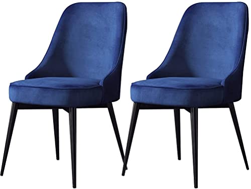 AMAZWI 2er Set Küchen-Wohnzimmer-Stühle mit Metallbeinen Samtsitz Und Rückenlehne Für Büro-Lounge-Esszimmer-Schlafzimmer(Blue,Black feet) von AMAZWI