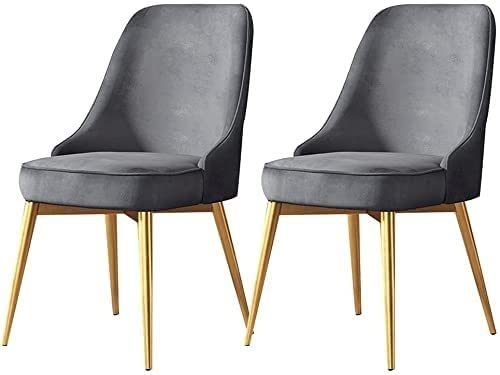 AMAZWI 2er Set Küchen-Wohnzimmer-Stühle mit Metallbeinen Samtsitz Und Rückenlehne Für Büro-Lounge-Esszimmer-Schlafzimmer(Grey,Golden feet) von AMAZWI