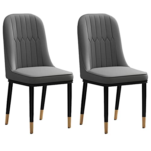 AMAZWI Küchenstuhl aus PU-Leder, Esszimmerstühle, 2er-Set, gepolsterte Rückenlehne mit Metallbeinen, für Lounge, Esszimmer, Küche, Schlafzimmer (dunkelgrau) von AMAZWI