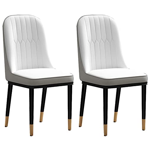 AMAZWI Küchenstuhl aus PU-Leder, Esszimmerstühle, 2er-Set, gepolsterte Rückenlehne mit Metallbeinen, für Lounge, Esszimmer, Küche, Schlafzimmer (weiß + grau) von AMAZWI