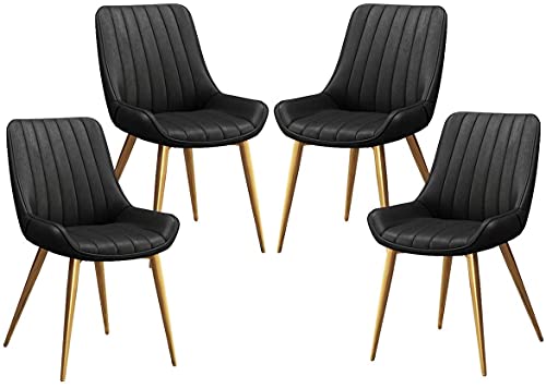 AMAZWI Modern Esszimmerstuhl 4er-Set Kitchen Küchenstühle Aus PU-Leder mit Gepolstertem Sitz Und Rückenlehne Lounge-Stuhl mit Metallbeinen Esszimmerstuhl(Negro) von AMAZWI