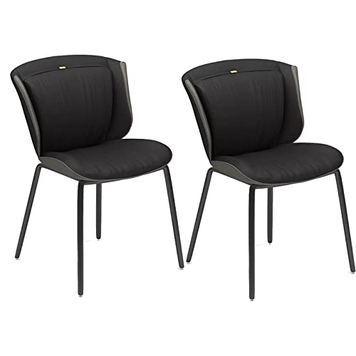 AMAZWI Modern Küchen-Esszimmerstühle 2er-Set Kunstleder-Akzentstühle Wasserfester Leder-Beistellstuhl Mit Karbonstahlbein for Büro Lounge Esszimmer Küche Schlafzimmer Esszimmerstuhl(Negro) von AMAZWI