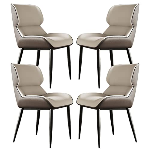 AMAZWI Moderne Esszimmerstühle, 4er-Set, Mikrofaser-Leder, Küchenstuhl, ergonomischer Sitz, feste Karbonstahl-Metall-Stuhlbeine (hellgrau) von AMAZWI