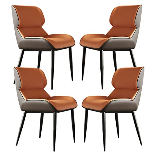 AMAZWI Moderne Esszimmerstühle, 4er-Set, Mikrofaser-Leder, Küchenstuhl, ergonomischer Sitz, feste Karbonstahl-Metall-Stuhlbeine (orange) von AMAZWI