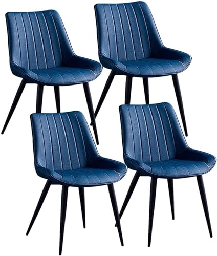 AMAZWI Moderne Esszimmerstühle 4er-Set Bürostuhl Kunstleder Stabile Metallbeine Gepolsterter Weicher Sitz, Esszimmer Wohnzimmer Schlafzimme Und Home-Office-Stühle(Blue) von AMAZWI