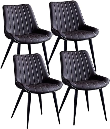 AMAZWI Moderne Esszimmerstühle 4er-Set Bürostuhl Kunstleder Stabile Metallbeine Gepolsterter Weicher Sitz, Esszimmer Wohnzimmer Schlafzimme Und Home-Office-Stühle(Brown) von AMAZWI