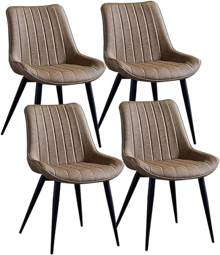 AMAZWI Moderne Esszimmerstühle 4er-Set Bürostuhl Kunstleder Stabile Metallbeine Gepolsterter Weicher Sitz, Esszimmer Wohnzimmer Schlafzimme Und Home-Office-Stühle(Camel) von AMAZWI