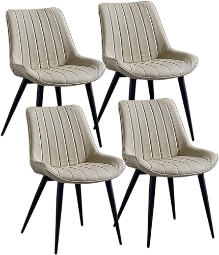 AMAZWI Moderne Esszimmerstühle 4er-Set Bürostuhl Kunstleder Stabile Metallbeine Gepolsterter Weicher Sitz, Esszimmer Wohnzimmer Schlafzimme Und Home-Office-Stühle(Creamywhite) von AMAZWI
