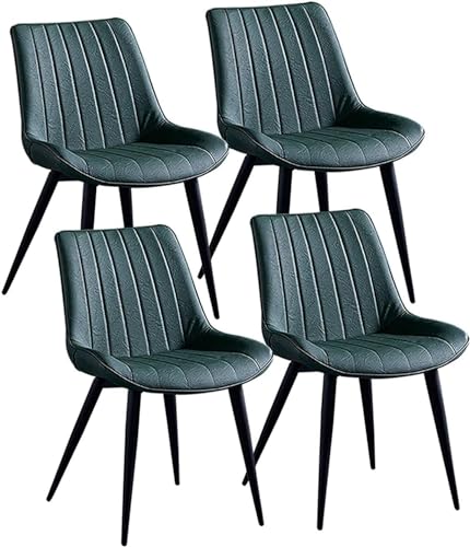 AMAZWI Moderne Esszimmerstühle 4er-Set Bürostuhl Kunstleder Stabile Metallbeine Gepolsterter Weicher Sitz, Esszimmer Wohnzimmer Schlafzimme Und Home-Office-Stühle(Green) von AMAZWI