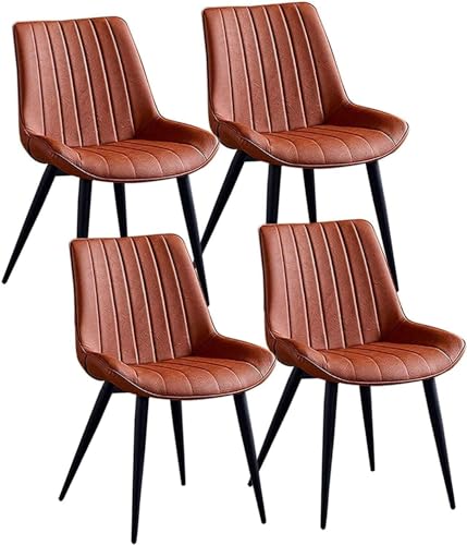 AMAZWI Moderne Esszimmerstühle 4er-Set Bürostuhl Kunstleder Stabile Metallbeine Gepolsterter Weicher Sitz, Esszimmer Wohnzimmer Schlafzimme Und Home-Office-Stühle(Orange) von AMAZWI