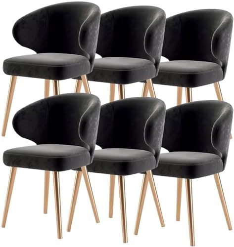 AMAZWI Moderne Esszimmerstühle 6er-Set Loungesessel Küche mit Metallbeinen Sitzfläche Und Rückenlehne Samt for Wohnzimmer Schlafzimmer Eigentumswohnung(Negro) von AMAZWI