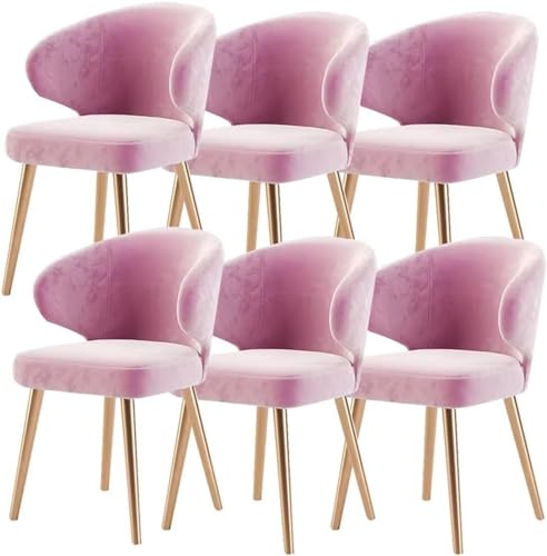 AMAZWI Moderne Esszimmerstühle 6er-Set Loungesessel Küche mit Metallbeinen Sitzfläche Und Rückenlehne Samt for Wohnzimmer Schlafzimmer Eigentumswohnung(Pink) von AMAZWI