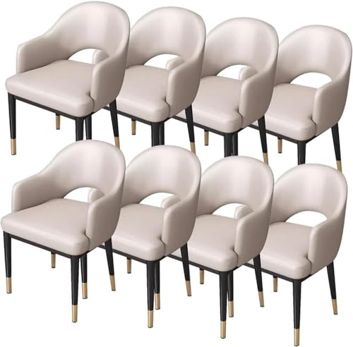 AMAZWI Moderne Esszimmerstühle 8er-Set Kunstleder Akzent-Sessel Küche Und Wohnzimmer Schreibtischstuhl Freizeitbereich for Büro, Lounge, Esszimmer, Küche, Schlafzimmer(Beige White) von AMAZWI