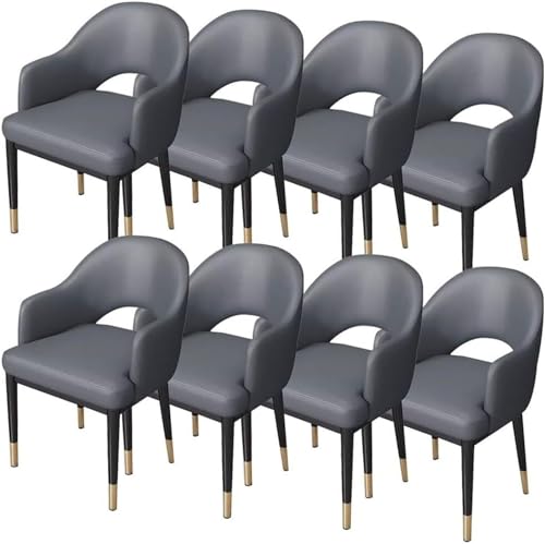 AMAZWI Moderne Esszimmerstühle 8er-Set Kunstleder Akzent-Sessel Küche Und Wohnzimmer Schreibtischstuhl Freizeitbereich for Büro, Lounge, Esszimmer, Küche, Schlafzimmer(Deep Gray) von AMAZWI