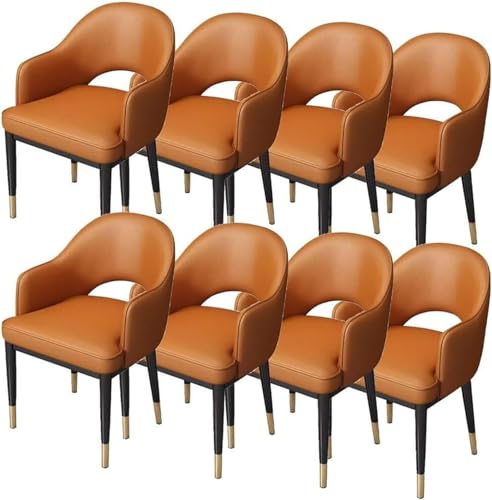 AMAZWI Moderne Esszimmerstühle 8er-Set Kunstleder Akzent-Sessel Küche Und Wohnzimmer Schreibtischstuhl Freizeitbereich for Büro, Lounge, Esszimmer, Küche, Schlafzimmer(Light Brown) von AMAZWI