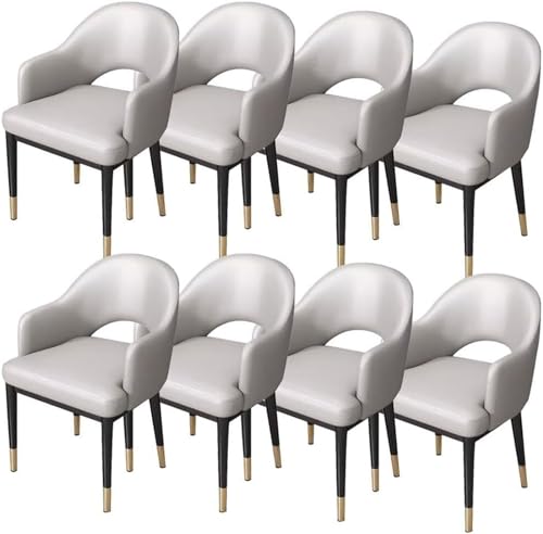 AMAZWI Moderne Esszimmerstühle 8er-Set Kunstleder Akzent-Sessel Küche Und Wohnzimmer Schreibtischstuhl Freizeitbereich for Büro, Lounge, Esszimmer, Küche, Schlafzimmer(Light Gray) von AMAZWI