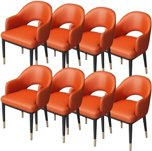 AMAZWI Moderne Esszimmerstühle 8er-Set Kunstleder Akzent-Sessel Küche Und Wohnzimmer Schreibtischstuhl Freizeitbereich for Büro, Lounge, Esszimmer, Küche, Schlafzimmer(Orange) von AMAZWI