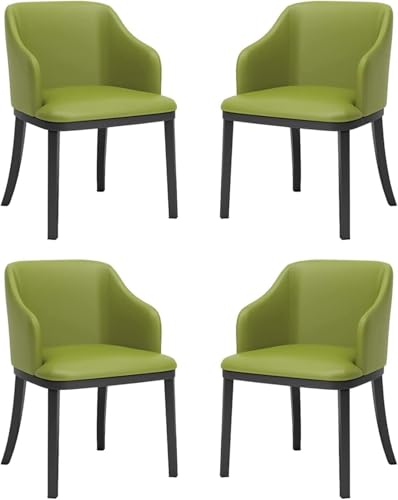 AMAZWI Moderne Esszimmerstühle Kunstleder 4er-Set Küche Wohnzimmer Lounge-Esszimmerstühle Mit Gepolstertem Sitz Mit Hoher Rückenlehne Und Schwarzen Metallbeinen(Grass Green) von AMAZWI