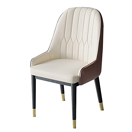 AMAZWI Moderne Esszimmerstühle für Küche, Wohnzimmer, PU-Leder, hohe Rückenlehne, weiche Sitzfläche, Metallbeine, Lounge-Theke, Akzentstühle (Cremeweiß + Kaffeefarbe) von AMAZWI