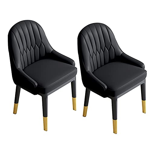 AMAZWI Moderne Küchen-Esszimmerstühle, 2er-Set, Kunstleder, Akzentstühle, hohe Rückenlehne, weicher Sitz, Wohnzimmerstuhl, Metallbeine, Büro, Lounge, Schwarz von AMAZWI