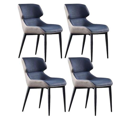 AMAZWI Moderne Küchen-Esszimmerstühle 4er-Set Hohe Rückenlehne Gepolsterter Weicher Sitz wasserdichte PU-Leder-Esszimmerstühle for Lounge, Esszimmer, Küche, Schlafzimmer(Blue) von AMAZWI