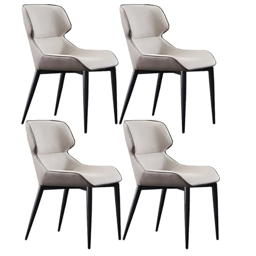AMAZWI Moderne Küchen-Esszimmerstühle 4er-Set Hohe Rückenlehne Gepolsterter Weicher Sitz wasserdichte PU-Leder-Esszimmerstühle for Lounge, Esszimmer, Küche, Schlafzimmer(Light Gray) von AMAZWI